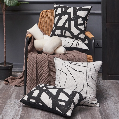 Nordischer Stil Chenille Knoten Wurfkissen Geometrisches Muster Kissenbezug Einfarbig Punkte Kissenhülle Für Wohnzimmer