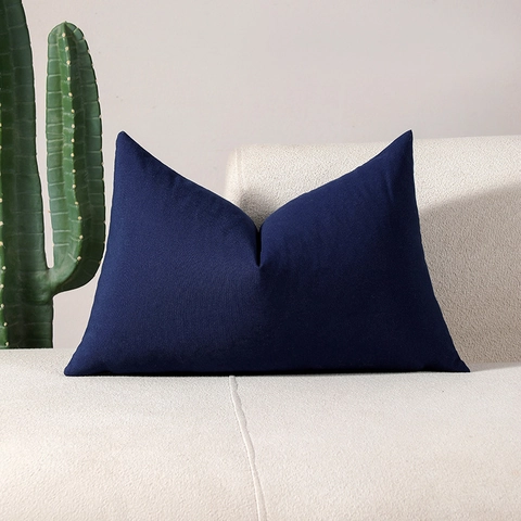 Modern Plaid Throw Pillow Cover Polyester Cotton Navy Blue Decorative Cushion Case Striped Solid Pattern For Sofa Bed Home