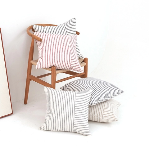 Fodera per Cuscino Trapuntata in Poliestere Cotone a Righe Patchwork Morbida Comoda Divano Fodera Decorativa per Cuscino