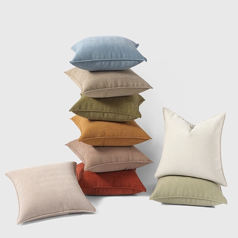 Housse de Coussin en Chenille Moderne Avec Motif à Chevrons Housse de Coussin Décorative pour Canapé Salon Douce Minimaliste Couleur Unie Décoration de la Maison
