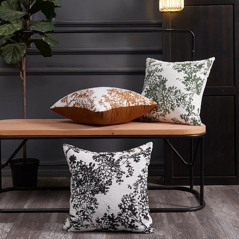 Chenille Bedrukte Boom Schaduw Decoratieve Kussensloop Vierkant Sofa Kussenhoes Voor Woonkamer Slaapkamer Minimalistisch Decor
