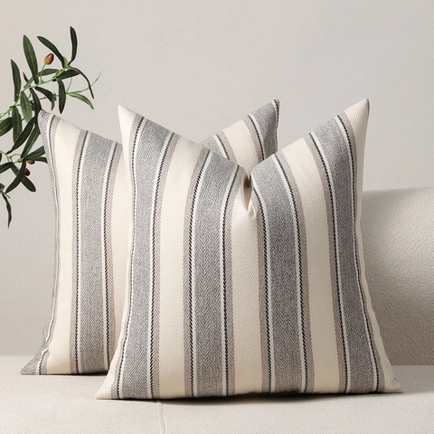 Funda De Cojín De Lino A Rayas De Estilo Coreano Moderno Tela Duradera Y Transpirable Para Sofá Y Sala Accesorio Elegante