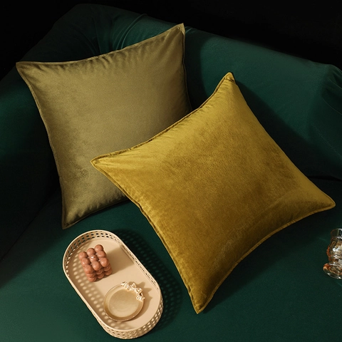 Vintage Fodera per Cuscino in Velluto Olandese Tinta Unita Decorativo Morbido Copricuscino Bordo Pressato per Divano Letto Soggiorno Casa