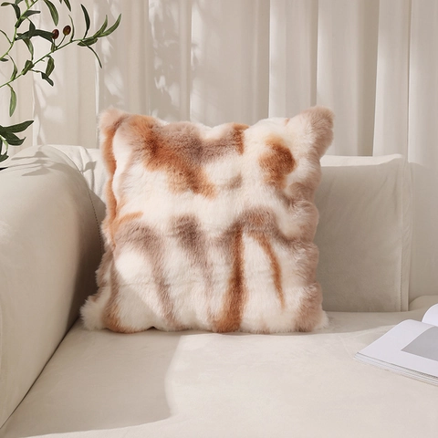 Federa in Pelliccia di Coniglio Sintetica Peluche Tie-Dye Velluto a Bolle Copricuscino Moderno Minimalista Federa Decorativa Per Divano
