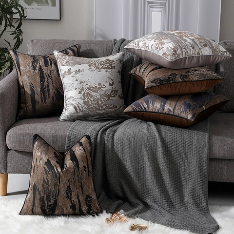Luxe Abstract Marmerpatroon Jacquard Kussenhoes Met Piping Decoratieve Vierkante Kussensloop Voor Bank Slaapkamer Huisdecoratie