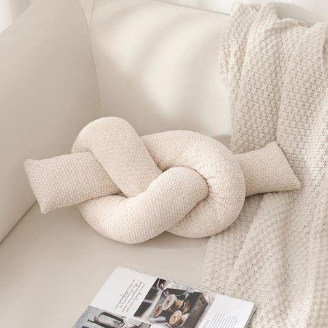 Cuscino a Nodo in Ciniglia Tessuto a Mano Stile Nordico Morbido Cuscino Decorativo Moderno Minimalista con Inserto per Divano