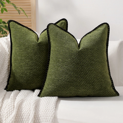 Moderner Minimalistischer Chenille Kissenbezug Mit Einfassung Geometrischer Köper Sofa Kissenhülle Für Wohnzimmer Dekoration