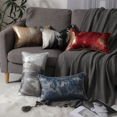 Moderner Luxus Jacquard Lendenkissen Bezug Geometrisch Abstrakt Gestreift Dekokissen Bezug Für Sofa Wohnzimmer Deko
