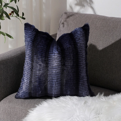 Funda de Cojín Moderna de Peluche a Rayas Decorativa de Piel Sintética Texturizada para Sofá Sala de Estar Decoración del Hogar
