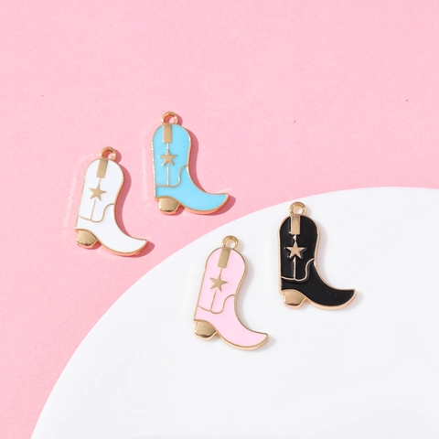 Western Cowboy Style Alloy Enamel Hat Boots Pendants For Jewelry Making DIY Earring Keychain Charms Star Pattern Pendants