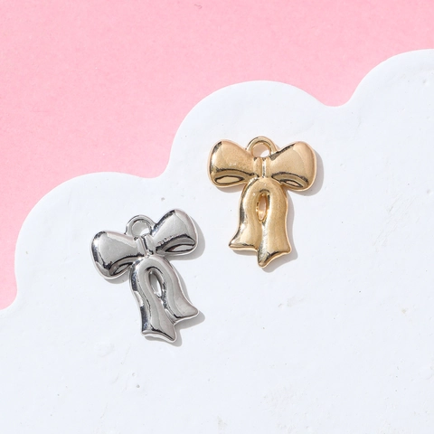 Alloy Vintage Bow Knot Heart Butterfly Pendants Gold Silver Plated Liquid Metal Lava Style DIY Jewelry Making Charms Accessories