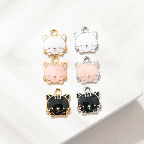 Colgantes de Esmalte de Goteo de Aceite de Aleación de Gato de Dibujos Animados para Joyería DIY Accesorios de Pulsera