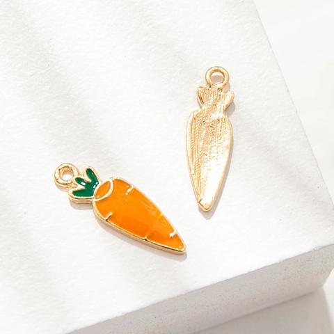 Cartoon Vegetable Carrot Alloy Enamel Pendants For DIY Jewelry Making Cute Carrot Charms For Necklace Bracelet Making Accessory