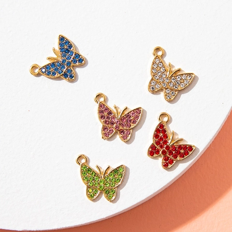 Butterfly Alloy Rhinestone Pendant Charm For DIY Necklace Bracelet Jewelry Making Accessories Multi Color Gift
