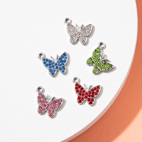 Butterfly Alloy Rhinestone Pendant Charm For DIY Necklace Bracelet Jewelry Making Accessories Multi Color Gift