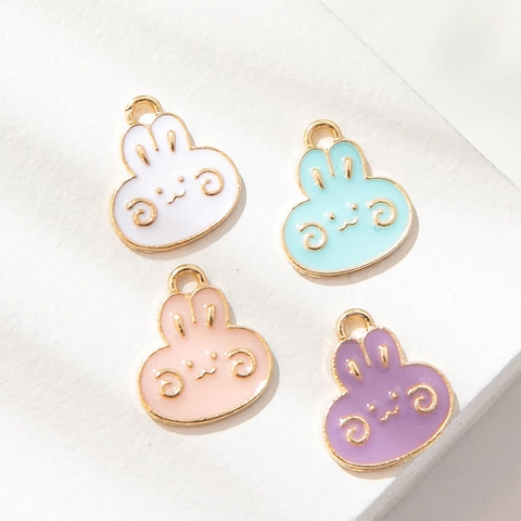 Cartoon Bunny Enamel Alloy Pendants Cute Smile Rabbit Charms For DIY Necklace Bracelet Keychain Making Women Jewelry Accessories