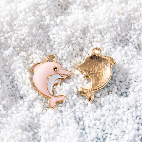 Cartoon Dolphin Enamel Alloy Pendant For DIY Jewelry Making Charm For Necklace Bracelet Keychain Women Accessories