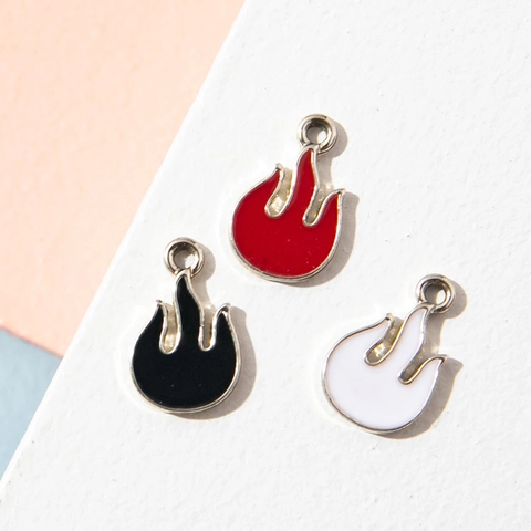 Alloy Enamel Flame Charms Fire Shape Pendants For DIY Keychain Bracelet Necklace Jewelry Making Accessory