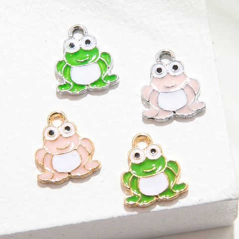 Cute Cartoon Frog Alloy Enamel Drip Oil Pendants For DIY Jewelry Making Keychain Bracelet Necklace Accessories Charm