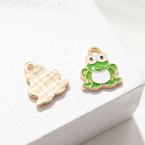 Cute Cartoon Frog Alloy Enamel Drip Oil Pendants For DIY Jewelry Making Keychain Bracelet Necklace Accessories Charm