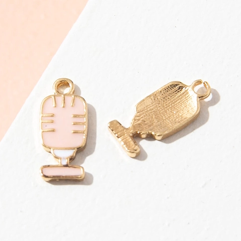 Cute Microphone Pendant Alloy Enamel Charm For Earring Bracelet DIY Jewelry Making Musical Instrument Shape Accessories