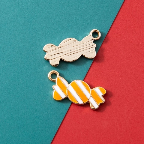 Christmas Candy Cane Pendant For Jewelry Making Alloy Enamel Striped Sweets Charm For Earrings Bracelet DIY Accessories