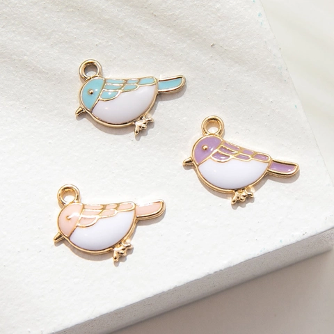 Cartoon Bird Enamel Alloy Pendant For DIY Jewelry Making Bracelet Necklace Keychain Accessories Cute Animal Charms