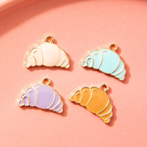 DIY Croissant Shape Enamel Alloy Pendants Cute Food Bread Charms For Jewelry Making Bracelet Necklace Keychain Accessories
