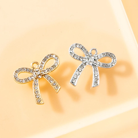 Colgante de Lazo de Aleación con Diamantes de Imitación para Creación de Joyería DIY Pulsera Llavero Mujer Accesorio de Lazo Dulce