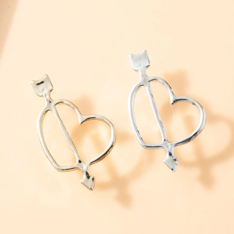 Colgantes de Corazón con Flecha de Cupido de Aleación Dijes de Forma de Corazón Hueco para Hacer Collares Pulseras DIY