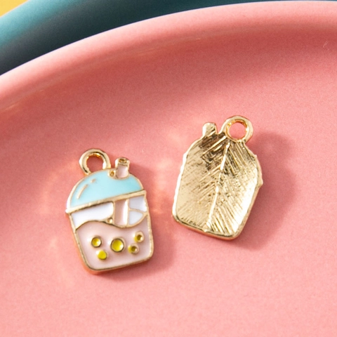 Süße Cartoon Bubble Tea Emaille Legierung Anhänger Bunte Milchtee Becher Charms Für DIY Halskette Armband Schlüsselanhänger Schmuckherstellung