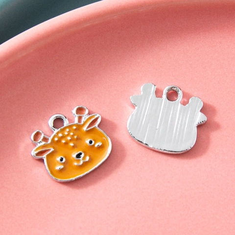 Pendentif Tête de Cerf en Alliage Émail pour la Fabrication de Bijoux DIY Porte-Clés Bracelet Collier Accessoires de Mode Femme