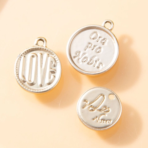 Colgantes de Disco Redondo Minimalistas de Aleación Con Letras Grabadas Chapado en Oro Plata Accesorios para Creación Joyería DIY