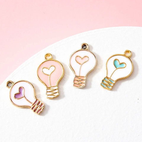 Legierung Emaille Herz Glühbirne Anhänger DIY Schmuckherstellung Bunte Cartoon Glühbirnenform Charms Für Halskette Armband