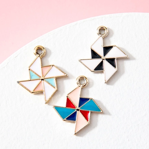 Cartoon Windmill Alloy Drip Oil Pendants For Kids Bracelet DIY Jewelry Making Accessories Electroplated Enamel Charms