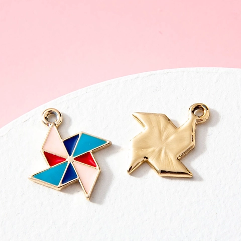 Cartoon Windmill Alloy Drip Oil Pendants For Kids Bracelet DIY Jewelry Making Accessories Electroplated Enamel Charms