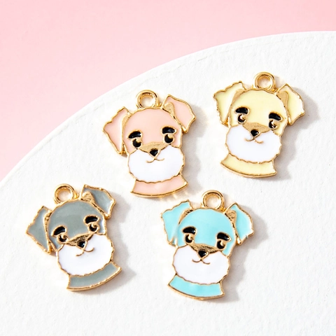 Pendentif Chien Schnauzer en Alliage Émaillé Charmes d'Animaux pour la Fabrication de Bijoux DIY Bracelets Colliers Cadeau Enfant