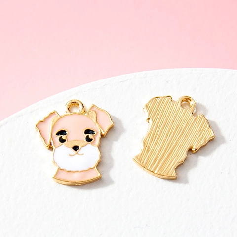 Pendentif Chien Schnauzer en Alliage Émaillé Charmes d'Animaux pour la Fabrication de Bijoux DIY Bracelets Colliers Cadeau Enfant