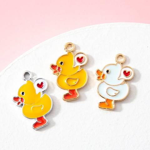 DIY Legering Emaille Kleine Gele Eend Charms Schattige Cartoon Dier Eendje Hangers Voor Sleutelhanger Sieraden Maken Accessoires Hart Decor