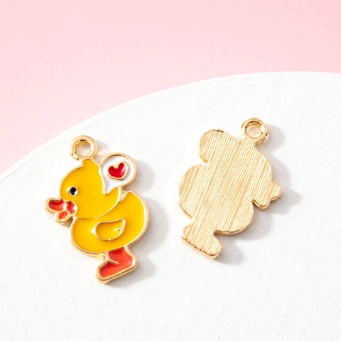 DIY Legering Emaille Kleine Gele Eend Charms Schattige Cartoon Dier Eendje Hangers Voor Sleutelhanger Sieraden Maken Accessoires Hart Decor