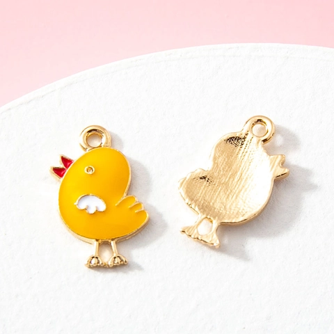 Pendentif en Alliage d'Émail Animal de Poussin de Dessin Animé Accessoires de Fabrication de Bijoux DIY Plaqué Or Argent Breloques