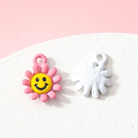 Ciondoli a Forma di Girasole Smiley in Lega Verniciati a Spruzzo Pendenti a Fiore per Creazione di Gioielli Fai da Te
