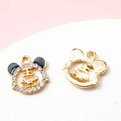 Cartoon Tiger Head Alloy Rhinestone Pendant DIY Jewelry Accessories For Bracelet Earring Making Tiger Zodiac Charms For Women