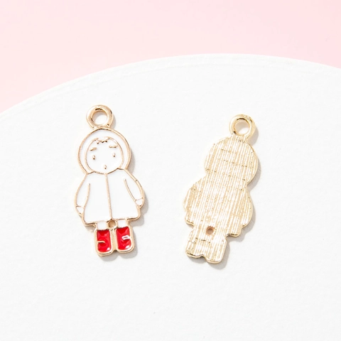 Cute DIY Cartoon Girl Raincoat Alloy Drip Oil Enamel Charms Pendants For Jewelry Making Bracelet Necklace Accessories