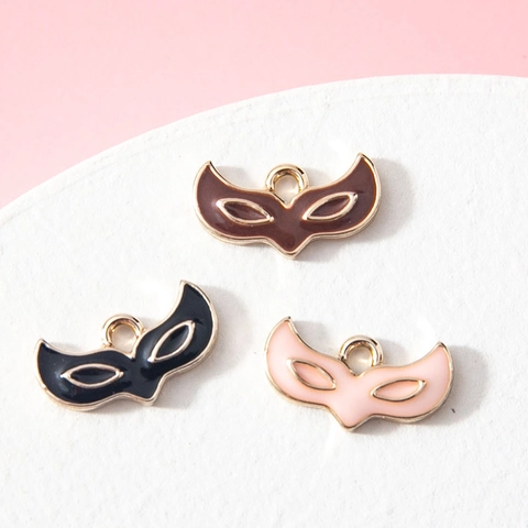 Alloy Enamel Fox Mask Pendant Charms For DIY Jewelry Making Mysterious Masquerade Mask Hanging Accessory For Women
