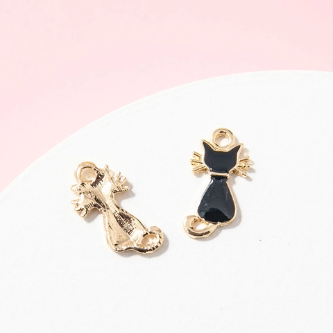 Legering Emaille Kat Silhouette Hanger Charms Voor DIY Sieraden Maken Armband Ketting Cartoon Dier Kat Charms