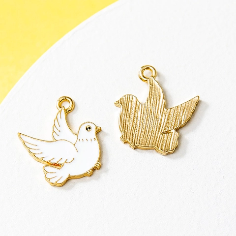 Dije de Aleación Esmalte Paloma de la Paz para Creación de Joyas DIY Colgante de Pájaro Colorido Accesorio Esmalte Bañado en Oro Plata