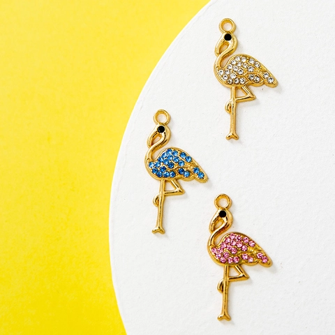 Flamingo Pendant Alloy Rhinestone Charms For DIY Jewelry Making Necklaces Bracelets Earrings Accessories Women Girls