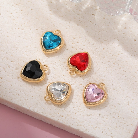 Herzform Legierung Strass Anhänger Für DIY Schmuckherstellung Bunte Glas Herz Charms Zubehör Für Damen