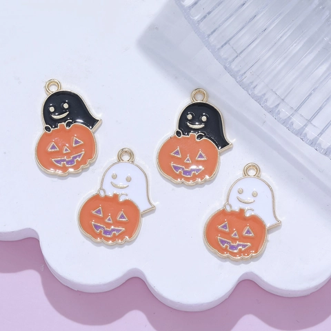 Alloy Enamel Halloween Pumpkin Ghost Black Cat Witch Hat Pendants For DIY Jewelry Making Keychain Bracelet Decor Gift